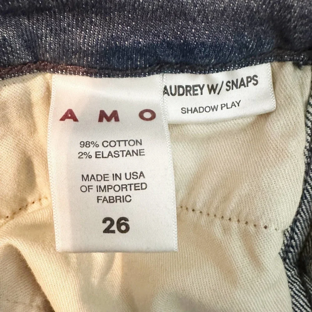 AMO Audrey with Snaps High Rise Denim Jeans in Shadow Play Size 26